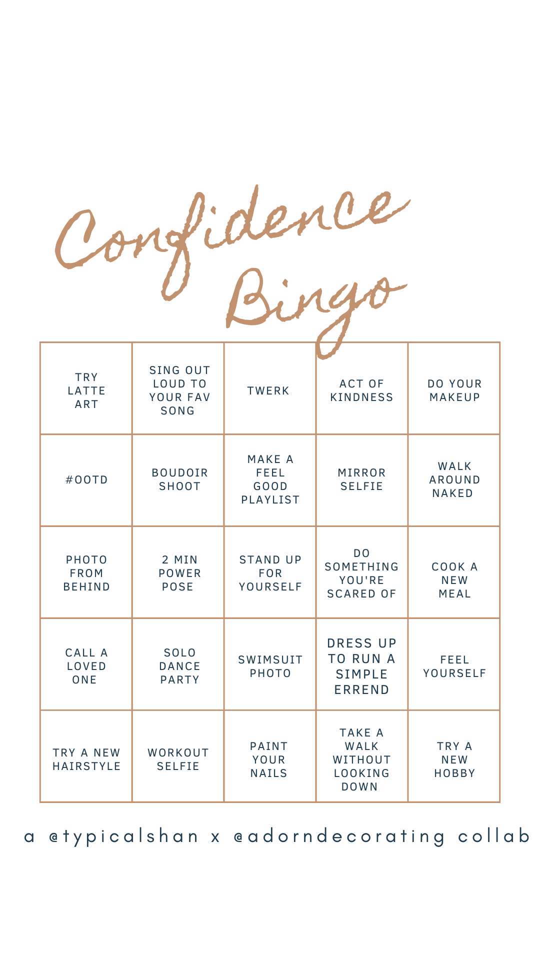 Confidence Bingo